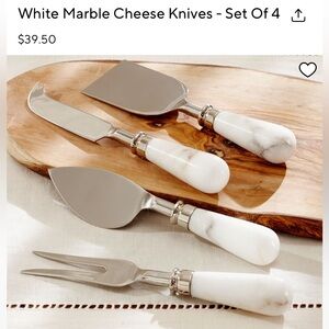 Pottery Barn White Marble Cheese Knife Set